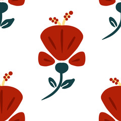 Romantic Valentine's Day illustration featuring a seamless pattern of red heart shapes and pink rose flowers for a decorative wedding celebration card design