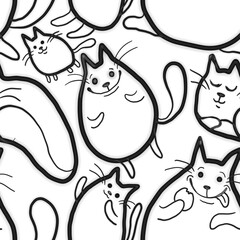 set of cats seamless abstract pattern background fabric fashion design allover print wrapping paper digital illustration art texture textile wallpaper apparel image 