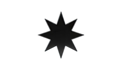 Black 8-pointed star emblem with metallic outline on a gray background