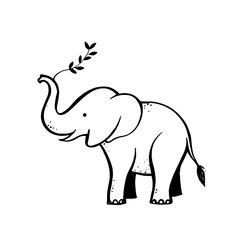 Obraz premium Asian Elephant. Asian Elephant simple black and white line art vector logo