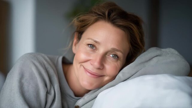 Portrait of a tired mother in a calm home setting, soft light revealing weariness, resilience, and unconditional care. cinematic color correction, natural uneven lighting yet gentle backlight, soft