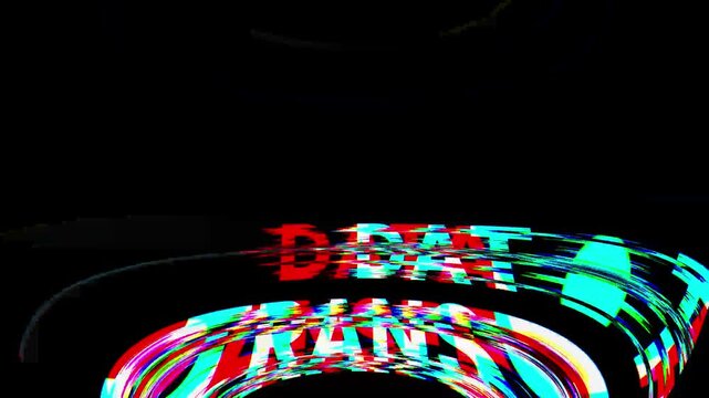 &ldquo;DATA TRANSFERRED&rdquo; Glitch Text Effect with Digital Distortion and Noise Background