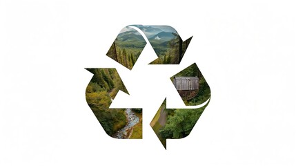 Recycling symbol showcasing nature within its design, promoting environmental awareness