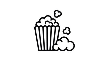 Classic outline icon of popcorn in a striped tub, perfect for movie nights and snacks Vector
