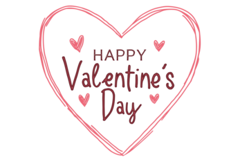 Pink Heart With Happy Valentines Day Text love romance isolated on a transparent background