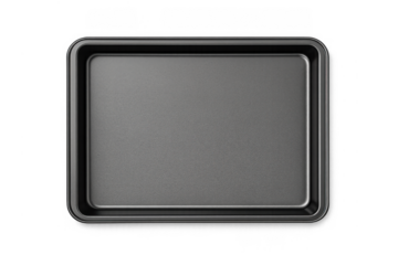 Minimalist empty baking tray against dark background for kitchen design and culinary projects