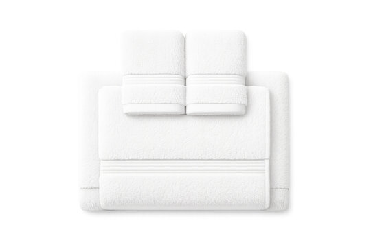 Minimalist bathroom linen arrangement on subtle gray background for interior design