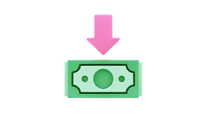 Money Falling Down Arrow Icon
