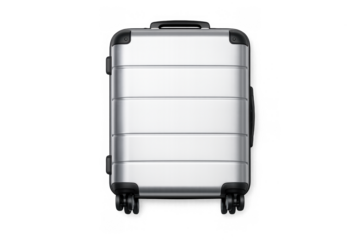 Modern silver suitcase on a neutral background for travel and design inspiration