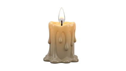 Single Dripping Candle with Flame
