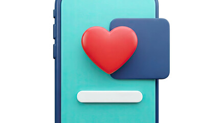 Smartphone with Heart Icon and Like Button