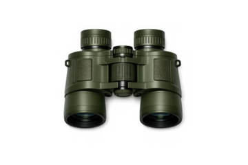 Military style green binoculars for exploration and adventure themes