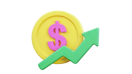 Dollar Coin with Upward Trend Arrow