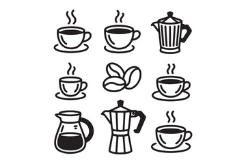Obraz premium Hand-Drawn Coffee Brewing Icons Collection