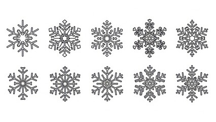Intricate Geometric Snowflake Icon Set