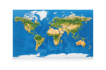 Detailed world map with continents and oceans overview for educational and decorative use