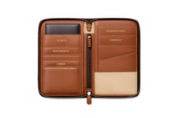 Elegant leather travel organizer for tickets, documents, and cards