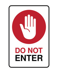 Obraz premium Vertical Do Not Enter Sign - Red Hand Prohibitory Symbol for Restricted Area Access Control