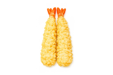 Golden tempura shrimp illuminated with warm glow for culinary design and inspiration