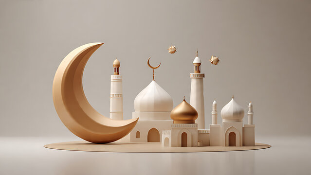 3D Ramadan Vector Art Background with Islamic Decorative Elements