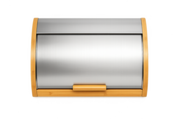 Modern stainless steel and wood bread box design for kitchen decor
