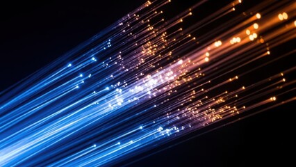 Abstract light trails in blue and orange hues