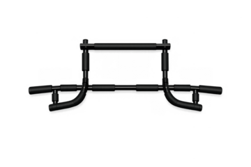 Minimalistic black gym pull-up bar on gradient background for fitness enthusiasts and home workout design