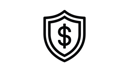 Financial security shield icon representing protected money and investment safety Vector
