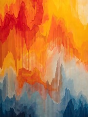 Colorful Abstract Landscape Texture with Warm and Cool Tones