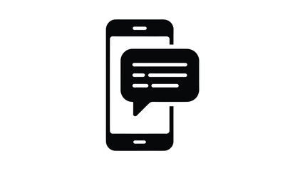 Black smartphone icon with a speech bubble for text message or chat application Vector