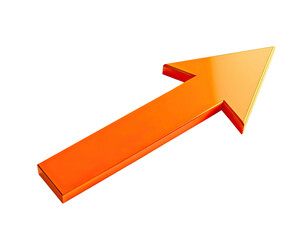 Shiny, orange upward arrow angled towards the upper right on black background