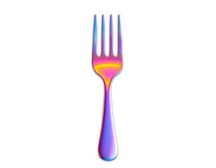 A single, brightly colored fork against a stark, black backdrop