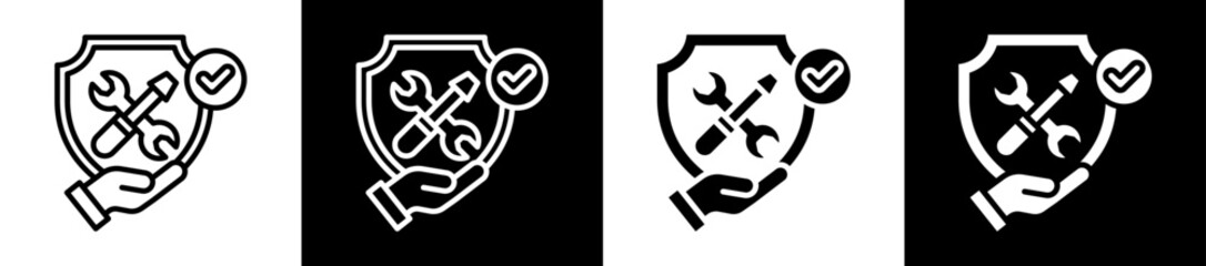Preventive Maintenance Icon Set In Black And White Filled Style Collection © Adityaayoga
