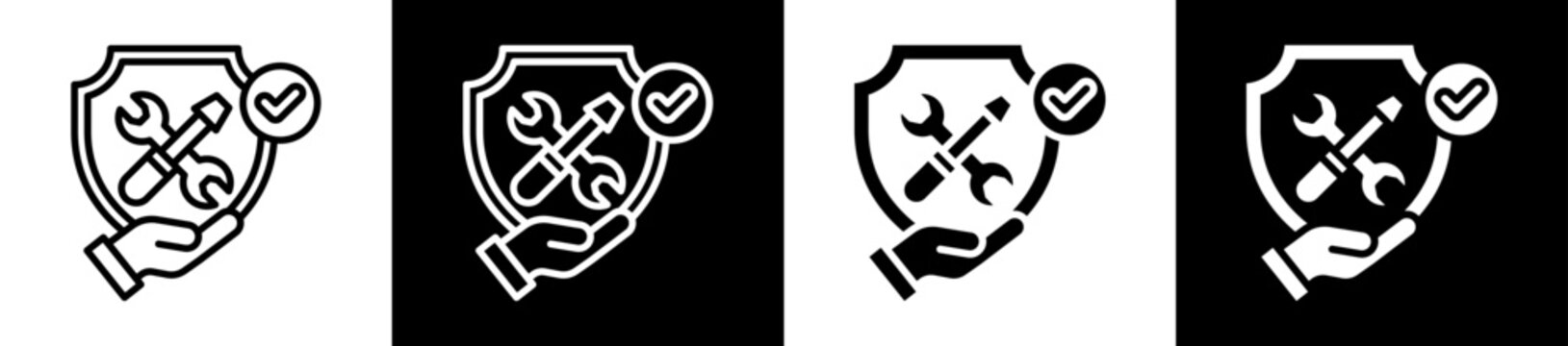Preventive Maintenance Icon Set In Black And White Filled Style Collection
