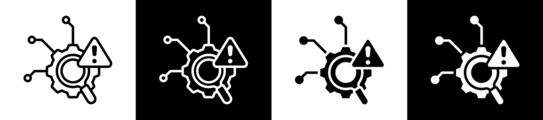 Root Cause Icon Set In Black And White Filled Style Collection