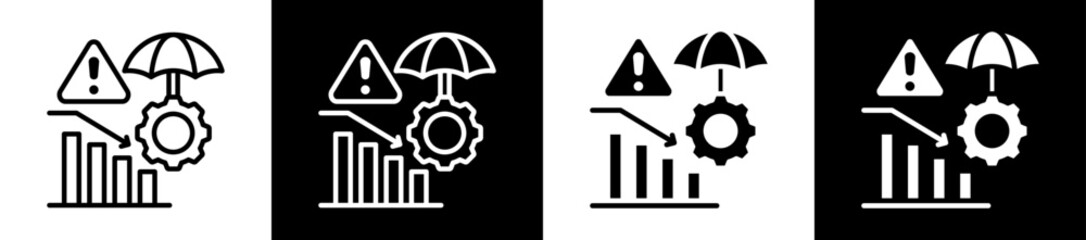 Risk Mitigation Icon Set In Black And White Filled Style Collection