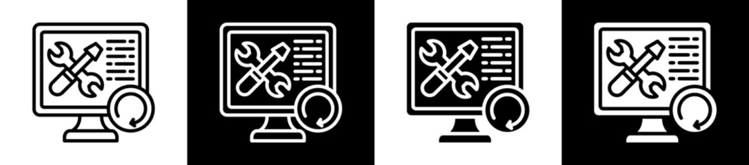 Maintenance Status Icon Set In Black And White Filled Style Collection
