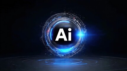 AI technology in cyberspace with glowing lights.