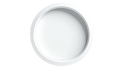 A white, circular recessed form with a shadow, floating on black