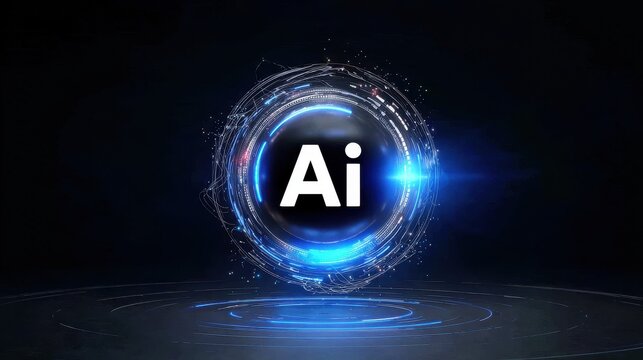 AI technology in cyberspace with glowing lights. - Powered by Adobe