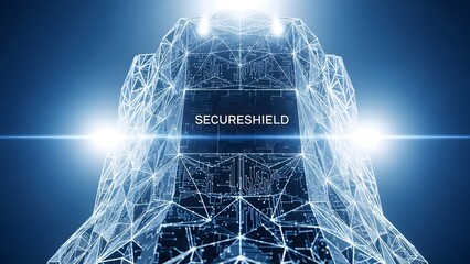 Abstract technology background of a global business network featuring digital cloud communication and blue light screen design on a world map backdrop