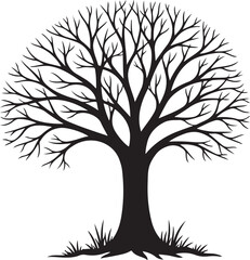 Obraz premium Bare Tree Silhouette with Branches and Roots Illustration