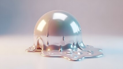 Abstract rendering of a melting sphere in shades of pearlescent colors