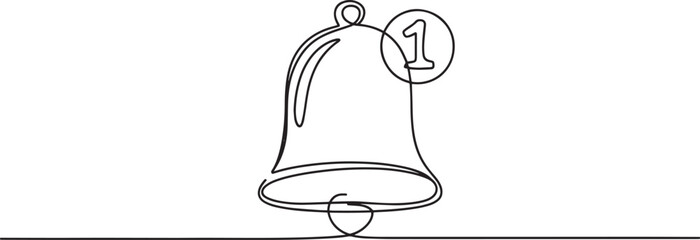 Notification bell line icon banner, alert reminder message concept minimalist outline design