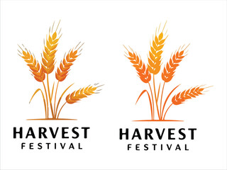 Harvest Festival Wheat Icons Set for Celebration Events