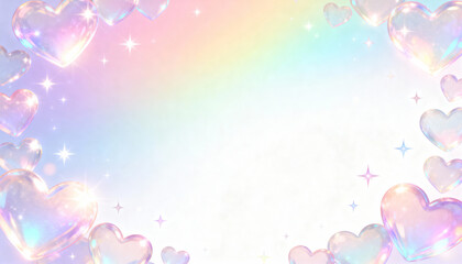 Obraz premium Shimmering Holographic Rainbow Gradient Heart Background