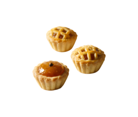 Pineapple Tart, or Tart Nenas, is a favorite cookie in Malaysia that people enjoy during the Eid Mubarak (Hari Raya) festivities. It's isolated on a white background