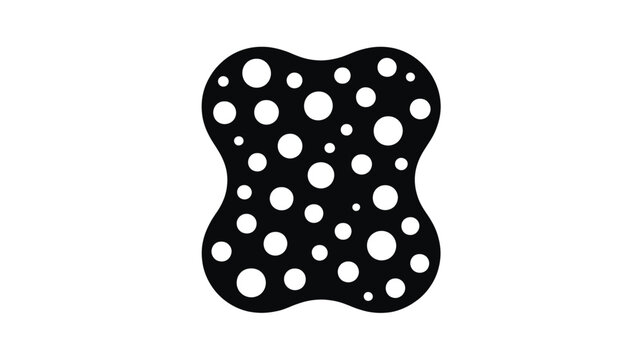 Abstract black organic shape with random white polka dots on a clean white background Vector