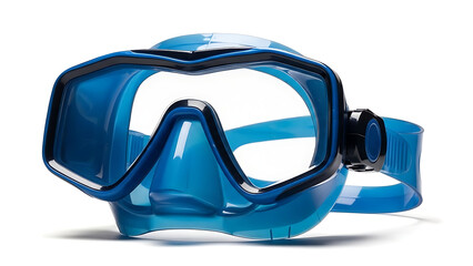 Professional blue scuba diving mask isolated on white background