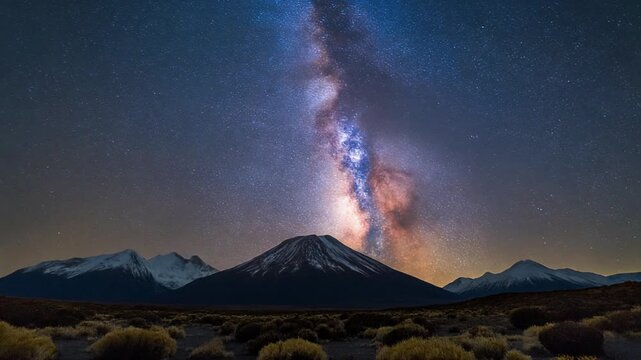 Majestic Milky Way over the mountains, a breathtaking night landscape video